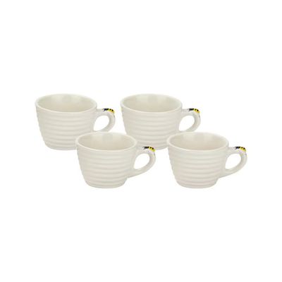 Conjunto de Xícaras para Café Hauskraft Bee em Porcelana 90 ml Branca 4 Peças Branco