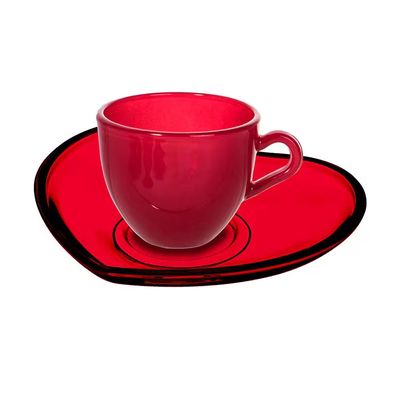 Jogo de Xícaras para Café Hauskraft Heart em Vidro 85 ml 4 Peças Vermelho