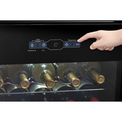 Adega 24 Garrafas MDRW110FGGGL3 Porta de Vidro Painel Touch Midea Preto