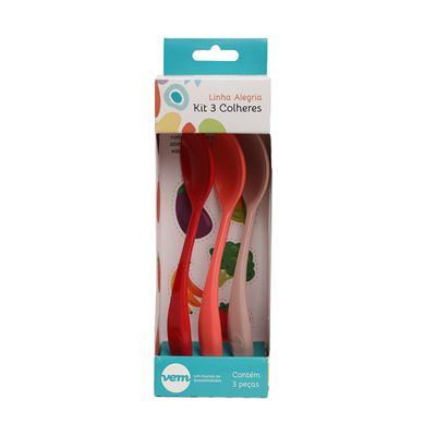 Kit Colher Dolce Infantil Colorido em Polipropileno Linha Alegria