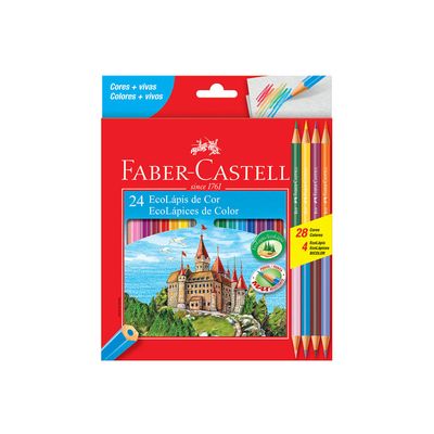 Lápis de Cor Faber-Castell Sextavado 24 Cores e 1 Apontador