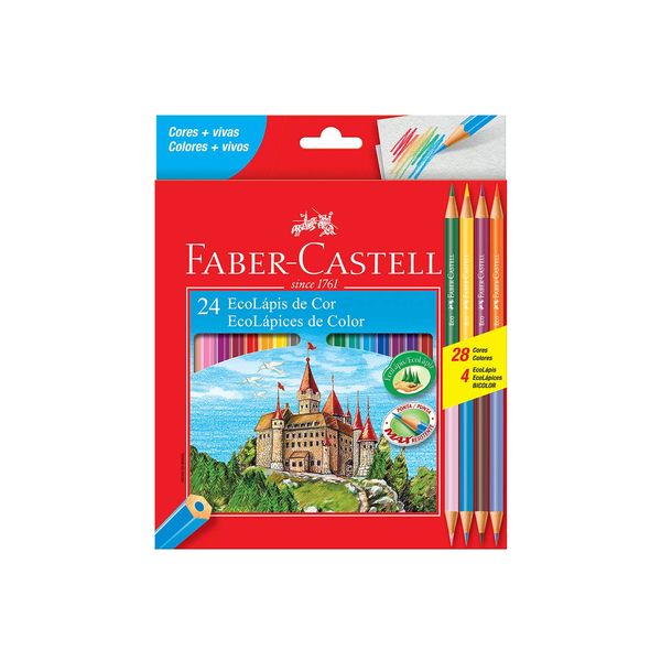 Lápis de Cor Faber-Castell Sextavado 24 Cores e 1 Apontador Lápis de Cor Faber-Castell Sextavado 24 Cores e 1 Apontador
