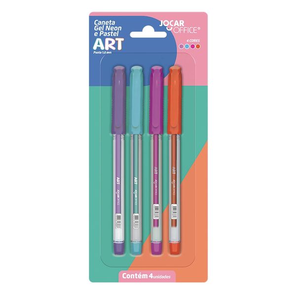 Caneta Gel Art Jocar Office Pastel + Neon 1.0mm 4 Unidades