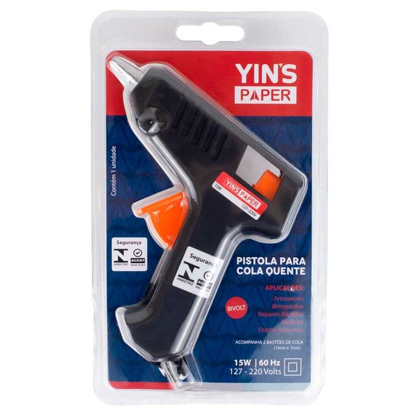 Pistola de Cola Quente Preto e Laranja YP7019 - Yins