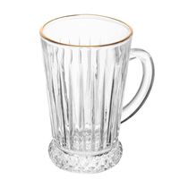 Conjunto Taça Para Cappuccino 6 Peças 210 Ml Deli Diamante Com Fio De Ouro Lyor