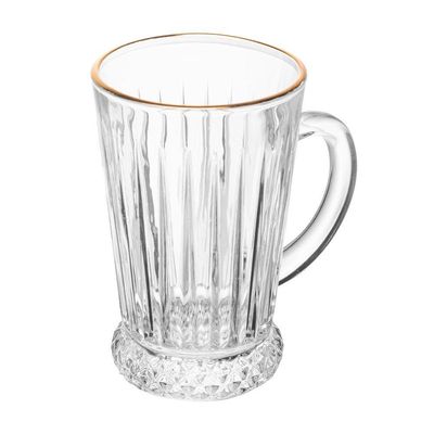 Conjunto Taça Para Cappuccino 6 Peças 210 Ml Deli Diamante Com Fio De Ouro Lyor