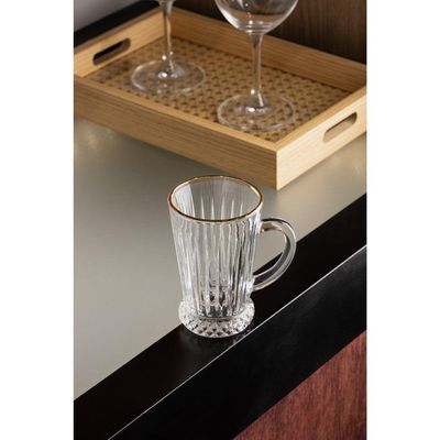Conjunto Taça Para Cappuccino 6 Peças 210 Ml Deli Diamante Com Fio De Ouro Lyor