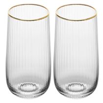 Conjunto 2 Copos Altos 450 Ml Lines Fio De Ouro Wolff