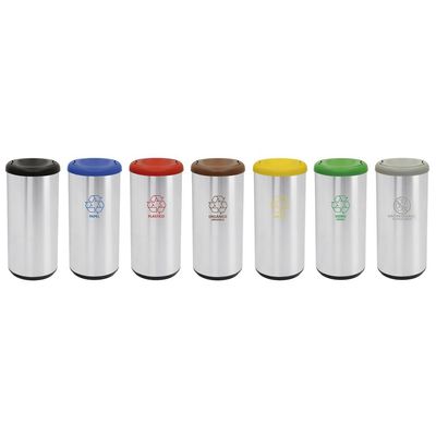 Lixeira Inox Tramontina Cápsula Selecta Plus Basculante com Acabamento Scotch Brite e Tampa Basculante Preta em Poliprop
