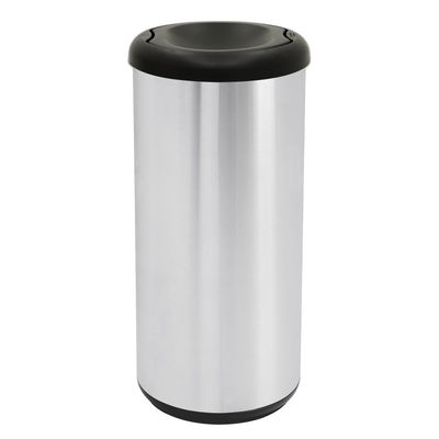 Lixeira Inox Tramontina Cápsula Selecta Plus Basculante com Acabamento Scotch Brite e Tampa Basculante Preta em Poliprop