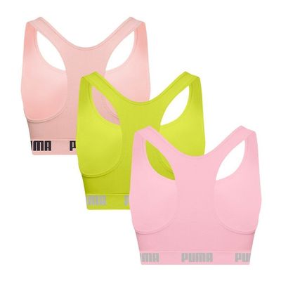 Kit 3 Tops Puma Nadador Sem Costura Feminino GG / Rosa/Verde