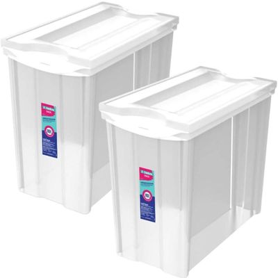 Conjunto 2 Caixas Organizadoras 16,5L Estreita Alta Plástica Ordene 41x18x30cm Radical Multiuso Tran
