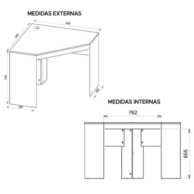 Mesa De Canto L Para Escritório Recta Marrom Bege Caemmun