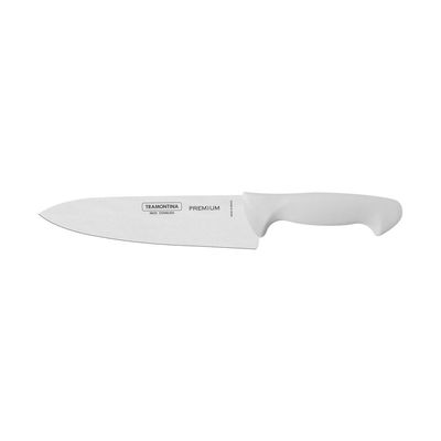 Faca Chef Tramontina Premium com Lamina em Aço Inox e Cabo de Polipropileno Branco 8"