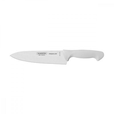 Faca Chef Tramontina Premium com Lamina em Aço Inox e Cabo de Polipropileno Branco 8"