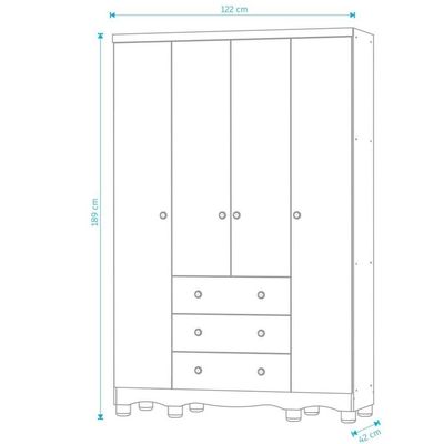 Armário Junior New 4 Portas - Moveis Peroba Branco Brilho-carvalho