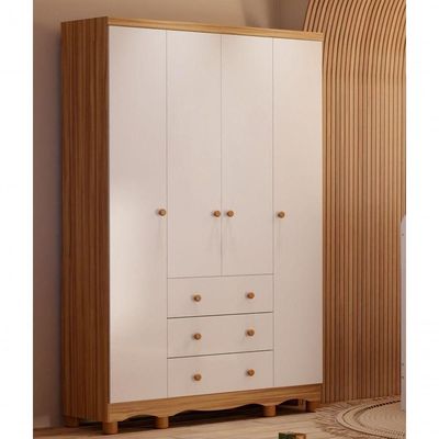 Armário Junior New 4 Portas - Moveis Peroba Branco Brilho-carvalho