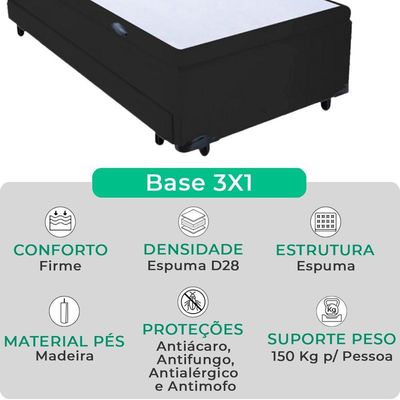 Bicama Box Baú Com Cama Auxiliar Solteiro 88x188x44 Preto