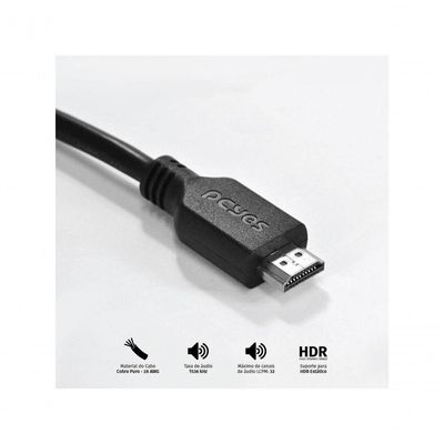 Cabo Hdmi 2.0 4k 28awg Puro Cobre 5 Metros - Phm20-5
