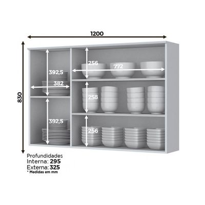 Armário Aéreo Americana 3 Portas 120CM Henn Branco