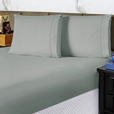 Jogo de Cama Lençol King Conforto Percal 300 Fios 3 Peças - Cinza