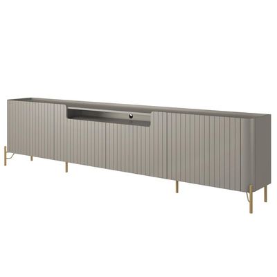 Rack Para Sala de Estar TV 85 Pol 4 Portas Brise Pés Industrial Dourado Alef I03 Grigio - Lyam Decor