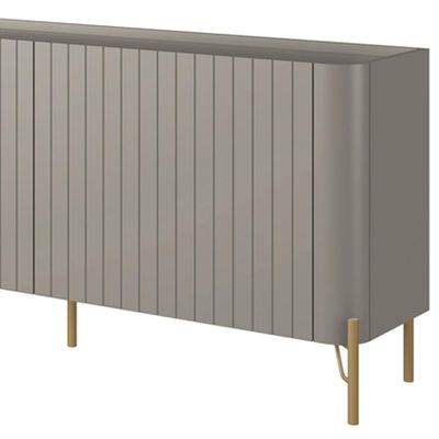 Rack Para Sala de Estar TV 85 Pol 4 Portas Brise Pés Industrial Dourado Alef I03 Grigio - Lyam Decor