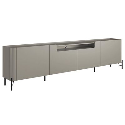 Rack Para Sala de Estar TV 75 Pol 4 Portas Pés Industrial Preto Alef I03 Grigio - Lyam Decor