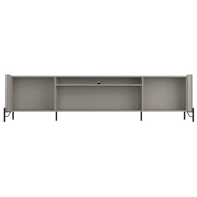 Rack Para Sala de Estar TV 75 Pol 4 Portas Pés Industrial Preto Alef I03 Grigio - Lyam Decor
