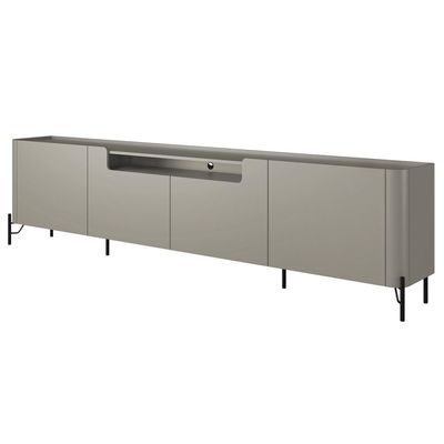 Rack Para Sala de Estar TV 75 Pol 4 Portas Pés Industrial Preto Alef I03 Grigio - Lyam Decor