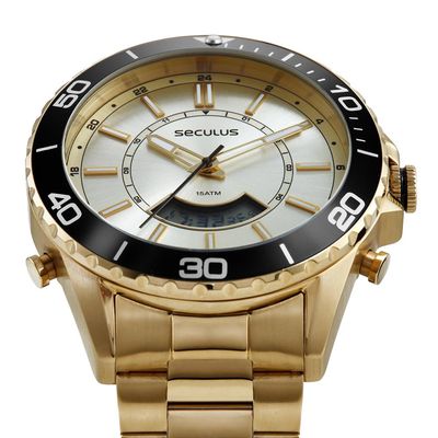 Relógio Seculus Masculino Ref: 44270gpsvda2 Anadigi Dourado