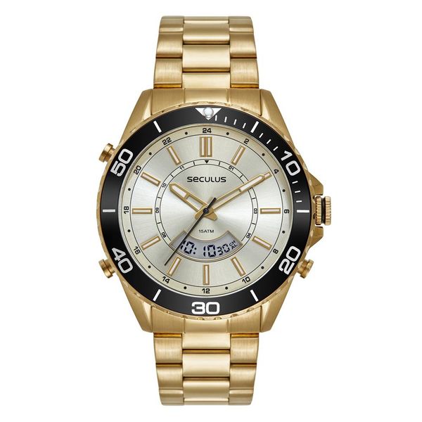Relógio Seculus Masculino Ref: 44270gpsvda2 Anadigi Dourado