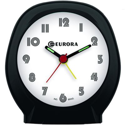 Despertador Quartz Eurora Ref: 2696-034 Preto Redondo
