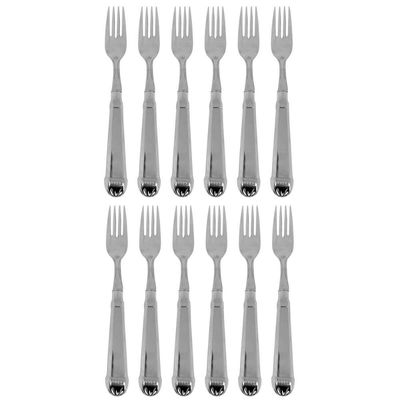 12 Garfos Jumbo para Churrasco 20cm Aço Inox Prateado Jantar Nobre Robusto