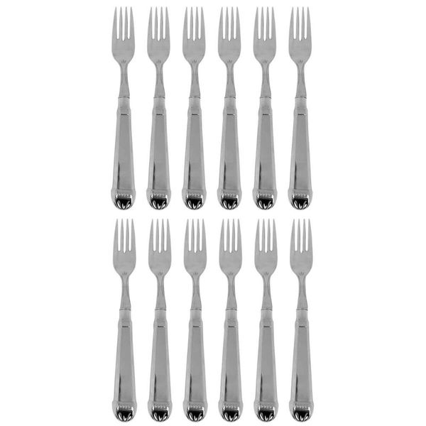 12 Garfos Jumbo para Churrasco 20cm Aço Inox Prateado Jantar Nobre Robusto
