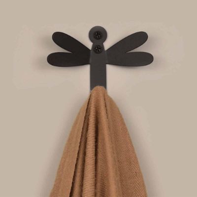 Kit 3 Ganchos Penduradores Libélula 8x6,5cm Preta Masutti Metal Decorativo de Parede Enfeite Casa