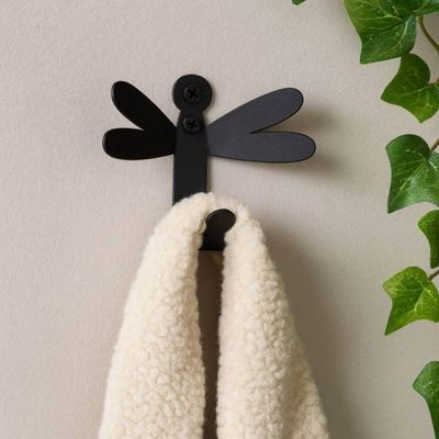 Kit 3 Ganchos Penduradores Libélula 8x6,5cm Preta Masutti Metal Decorativo de Parede Enfeite Casa