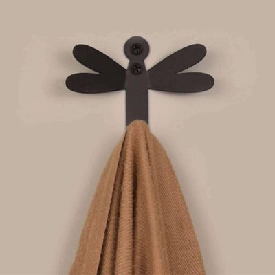 Kit 6 Ganchos de Parede Penduradores Libélula Preta Carbono Masutti Decorativo Enfeite