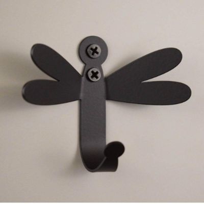 Kit 6 Ganchos de Parede Penduradores Libélula Preta Carbono Masutti Decorativo Enfeite