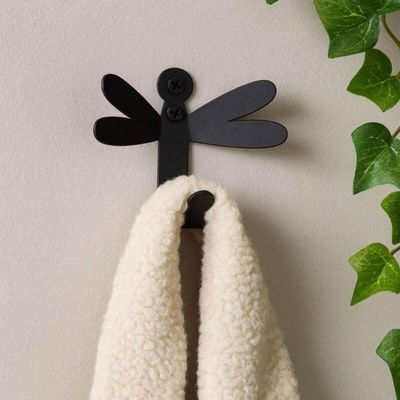 Kit 6 Ganchos de Parede Penduradores Libélula Preta Carbono Masutti Decorativo Enfeite
