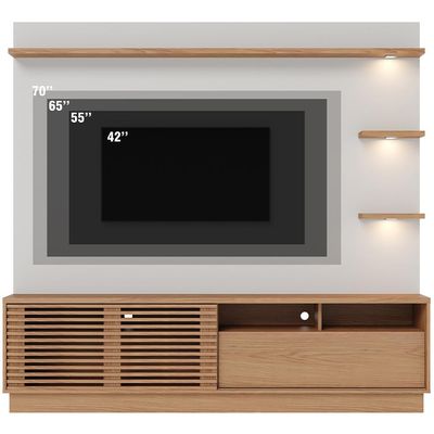 Estante Painel Para TV 70 Pol com LED Itapema C04 Freijó Off White Matte - Lyam Decor