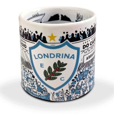 Caneca KazzaVip do Londrina Cerâmica 360 ML Majestoso Estádio do Cafe Licenciada Branco