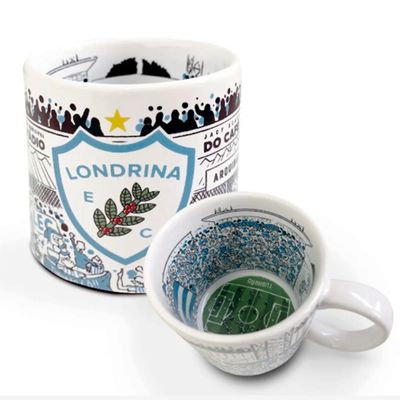 Caneca KazzaVip do Londrina Cerâmica 360 ML Majestoso Estádio do Cafe Licenciada Branco