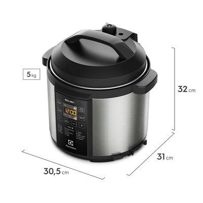 Panela de Pressão Elétrica Electrolux por Rita Lobo 6L Preta Experience Digital (PCC20) 127V