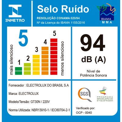 Aspirador de Pó e Água Electrolux 1300W 20L Profissional com Função Sopro Amarelo (GT30N) 220V