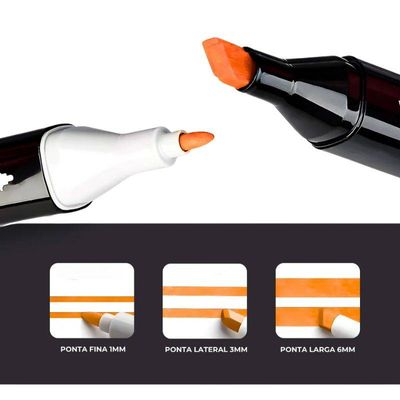 Kit Caneta Marcador Permanente Ponta Dupla 100 Cores + Bolsa
