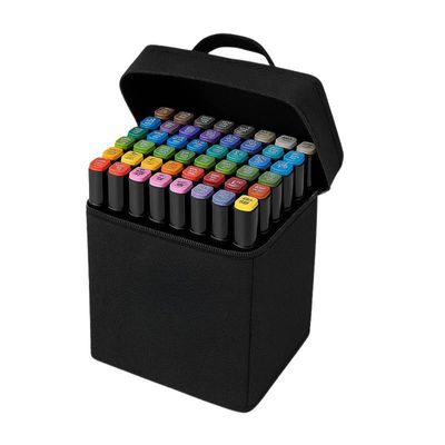 Kit Caneta Marcador Permanente Ponta Dupla 100 Cores + Bolsa