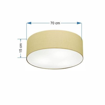 Plafon Cilíndrico Md-3049 Cúpula Em Tecido 70x15cm Algodão Crú - Bivolt