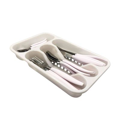 Kit de Talheres Inox 24 Peças Cabo Branco com Porta Talher