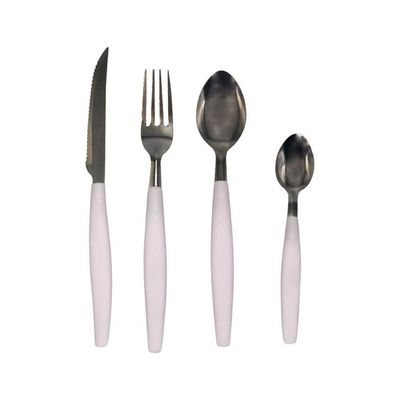 Kit de Talheres Inox 24 Peças Cabo Branco com Porta Talher